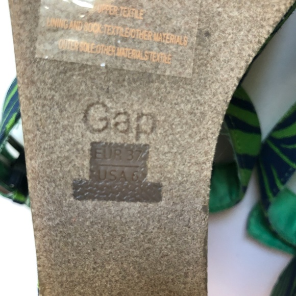 Gap Green Blue  Floral Wedge Sandal Heels - Picture 10 of 12